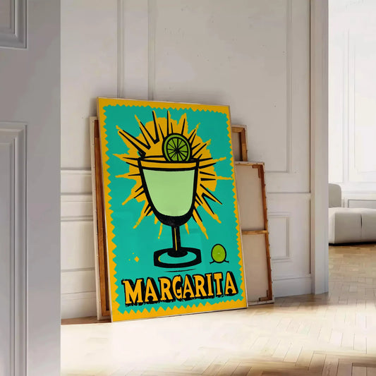 splash zest sophistication space vibrant Margarita Cocktail Poster lively orange green hues eye design perfect lovers home decor enthusiasts A4 cm A0