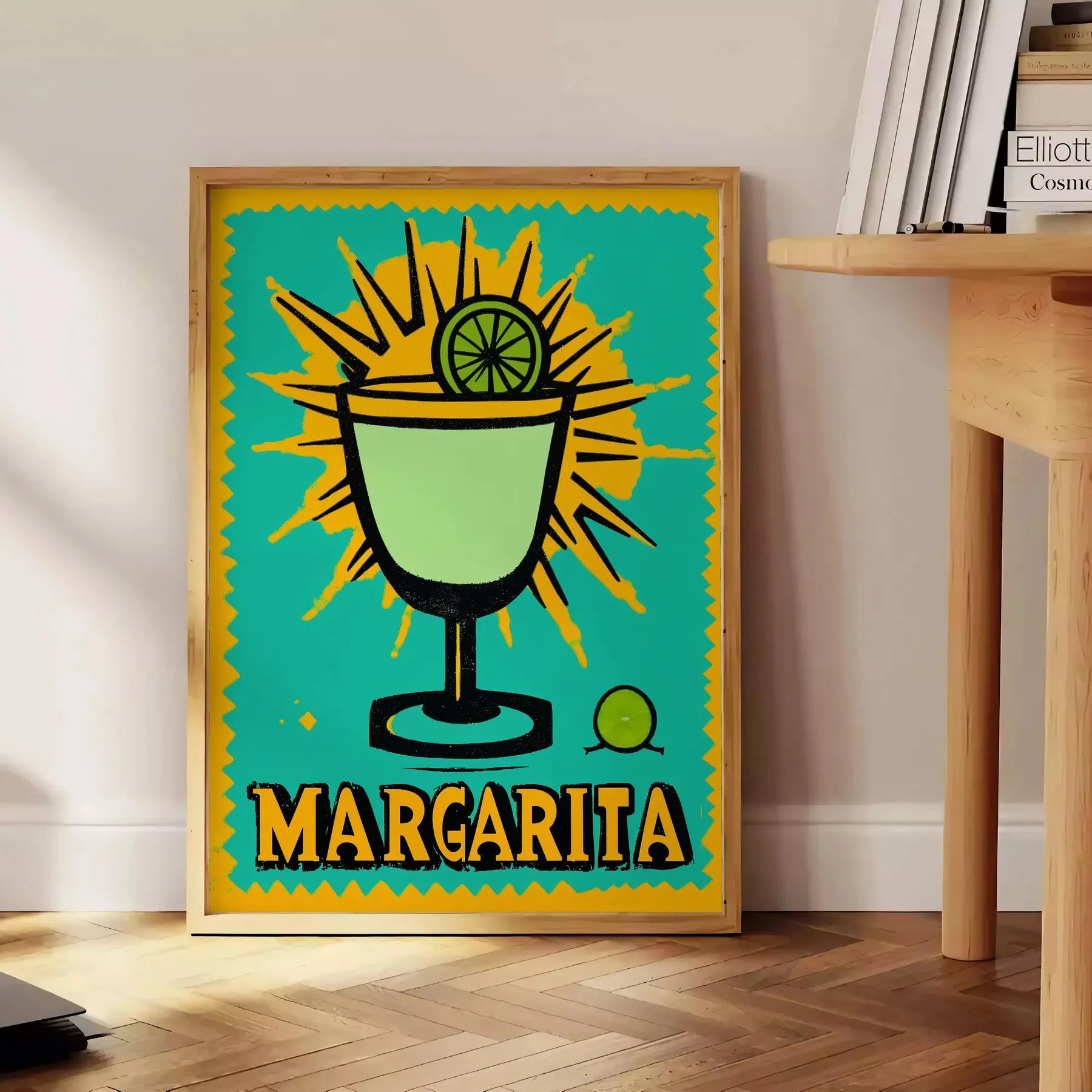 splash zest sophistication space vibrant Margarita Cocktail Poster lively orange green hues eye design perfect lovers home decor enthusiasts A4 cm A0
