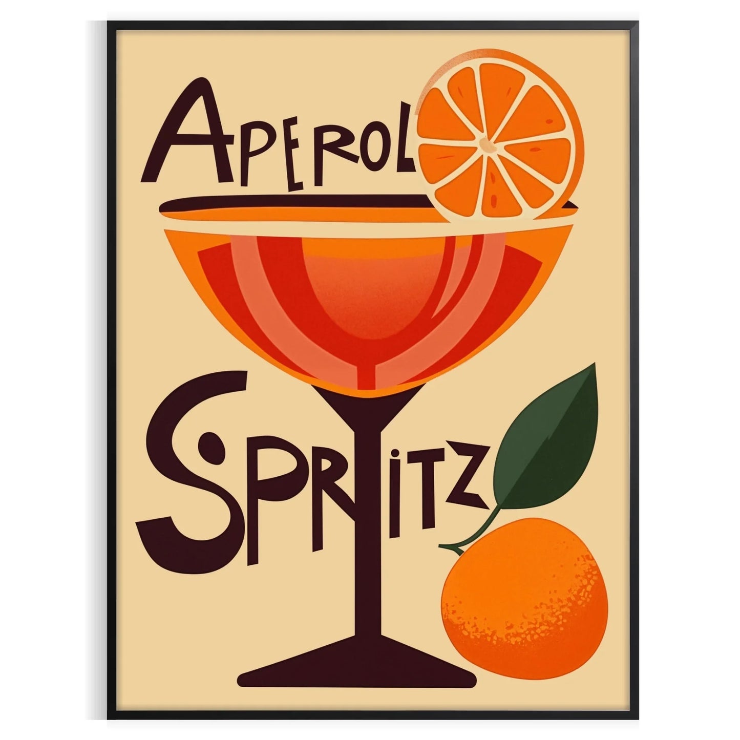 décor vibrant Aperol cocktail poster bold orange red hues essence lively spritz cheerful vibe space lovers art enthusiasts A4 cm A0