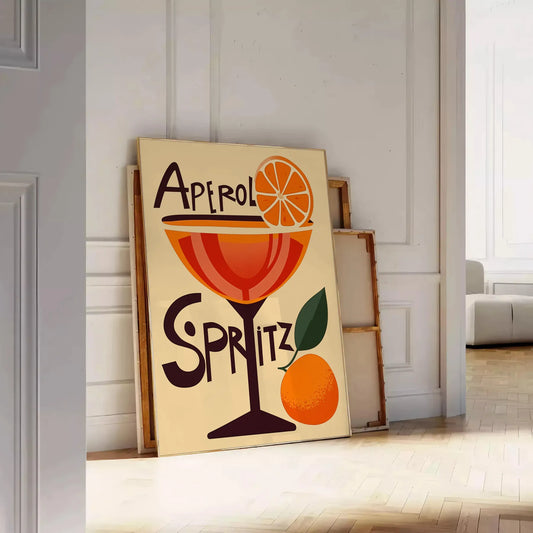 décor vibrant Aperol cocktail poster bold orange red hues essence lively spritz cheerful vibe space lovers art enthusiasts A4 cm A0