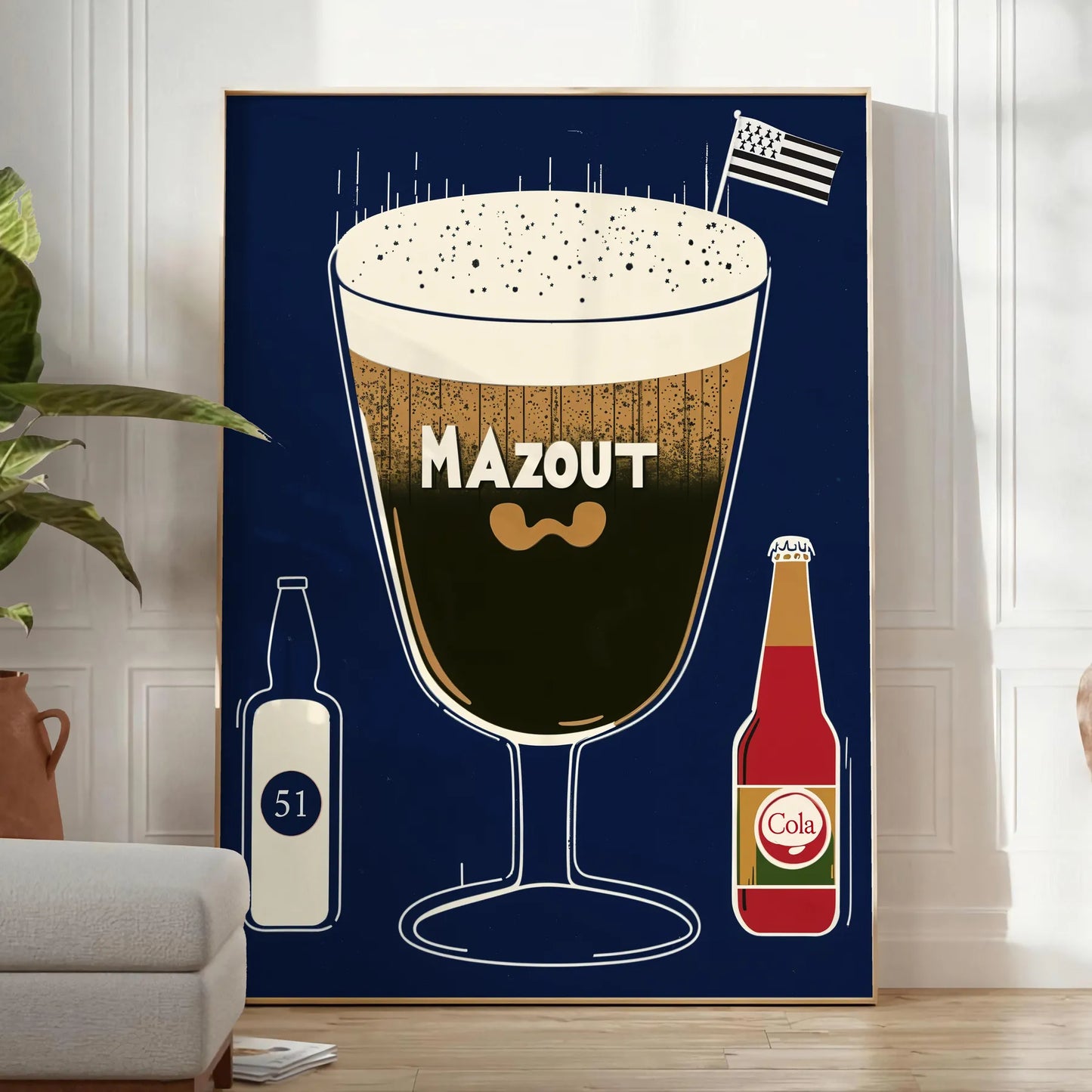 space Mazout Bretagne Cocktail poster elegant blend gray brown hues art lovers enthusiasts unique piece sophisticated touch room unframed options