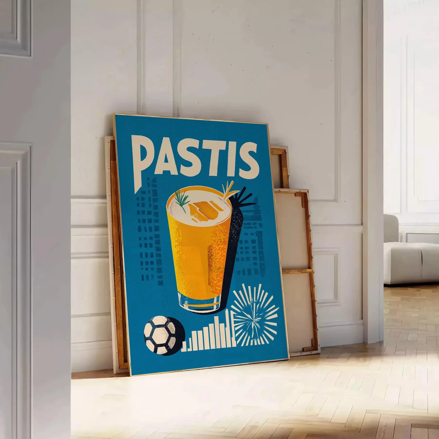 flavors Marseille vibrant Pastis cocktail poster black yellow hues home bars kitchens artwork touch French elegance space unframed version exquisite