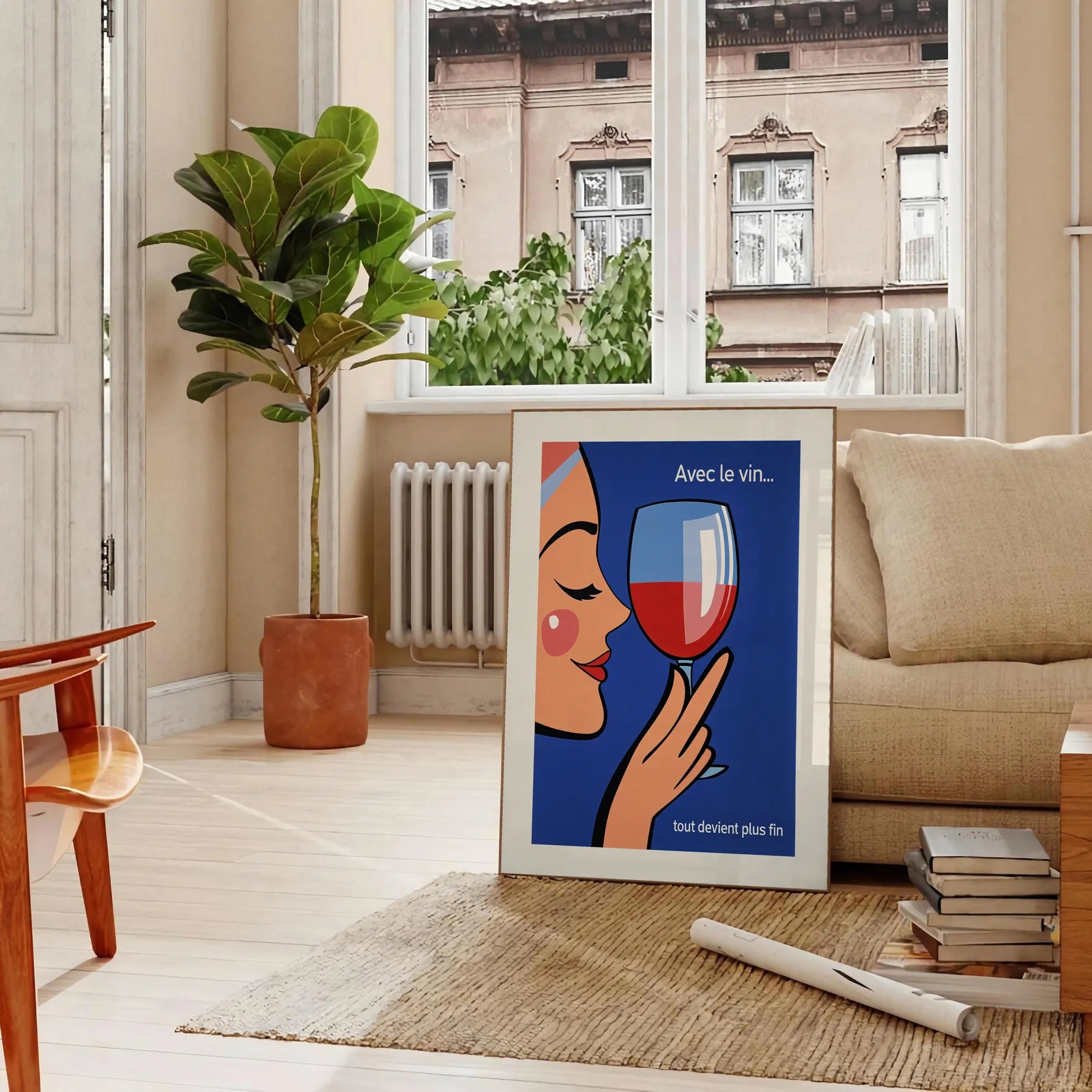 space Avec Vin Tout Devient Plus Fin cocktail poster vibrant orange red hues wine lovers enthusiasts artwork touch elegance décor unframed versions stylish finish