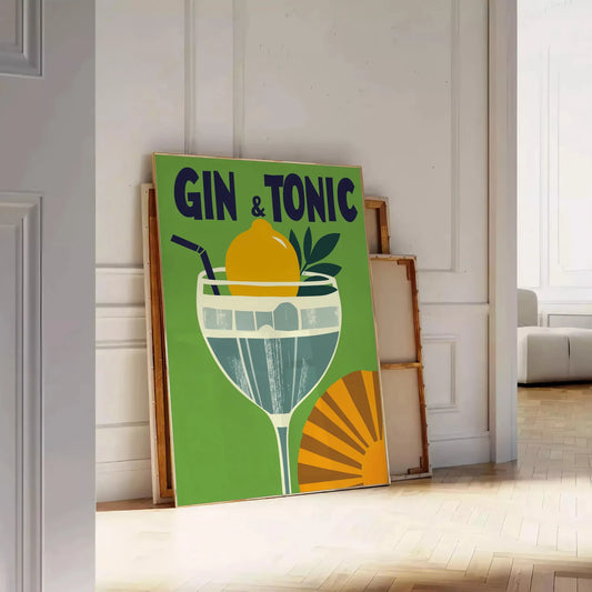 space elegant gin tonic cocktail poster sleek black gray design touch sophistication room enthusiasts art lovers unframed options