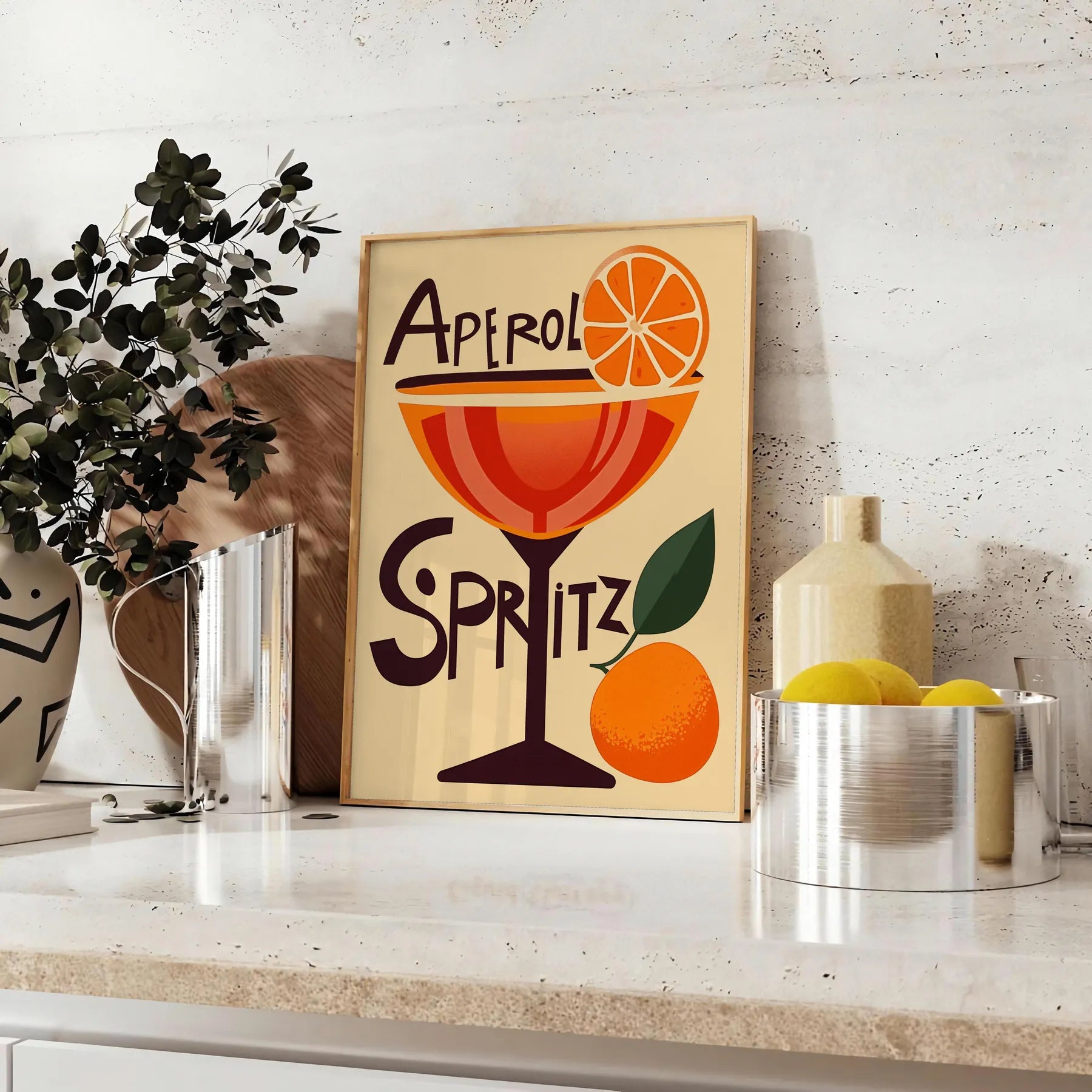 décor vibrant Aperol cocktail poster bold orange red hues essence lively spritz cheerful vibe space lovers art enthusiasts A4 cm A0