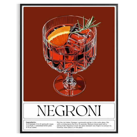 space stylish Negroni cocktail poster sophisticated gray brown palette touch elegance room lovers art enthusiasts decor