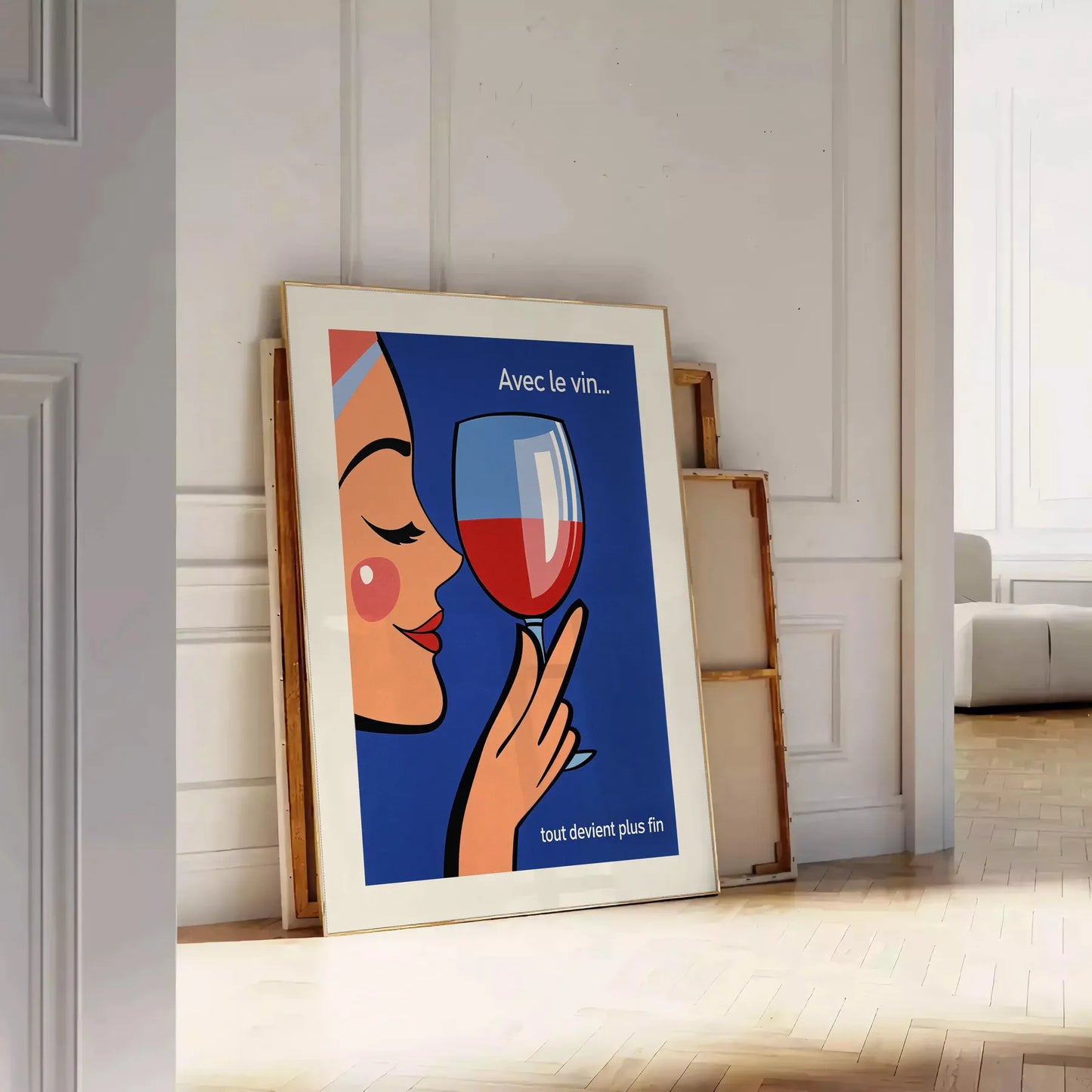space Avec Vin Tout Devient Plus Fin cocktail poster vibrant orange red hues wine lovers enthusiasts artwork touch elegance décor unframed versions stylish finish