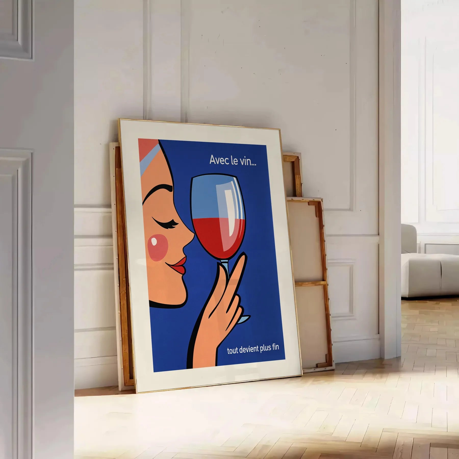 space Avec Vin Tout Devient Plus Fin cocktail poster vibrant orange red hues wine lovers enthusiasts artwork touch elegance décor unframed versions stylish finish