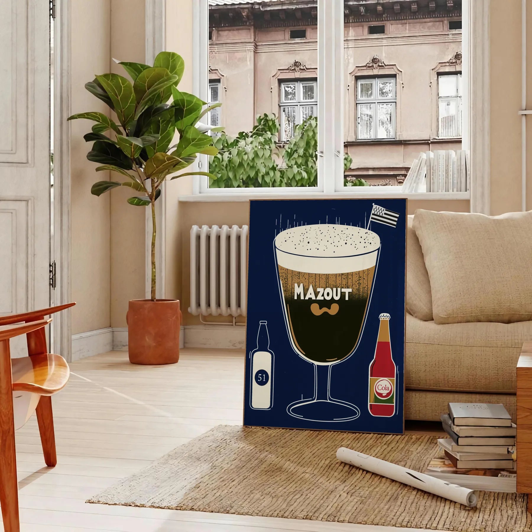 space Mazout Bretagne Cocktail poster elegant blend gray brown hues art lovers enthusiasts unique piece sophisticated touch room unframed options