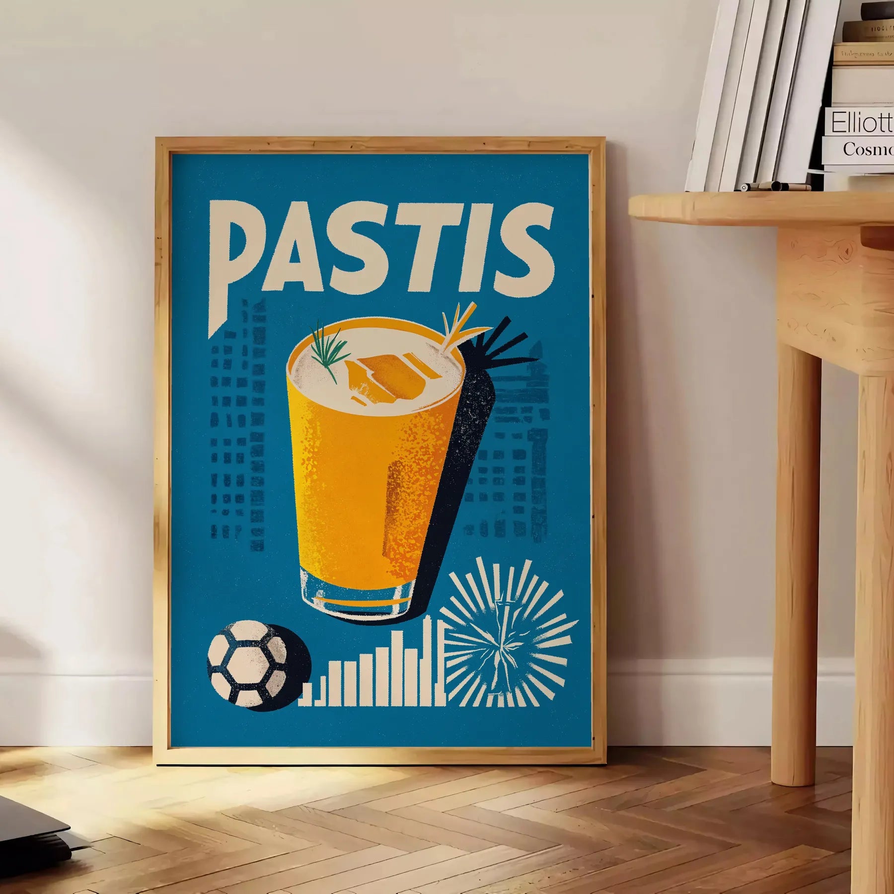 flavors Marseille vibrant Pastis cocktail poster black yellow hues home bars kitchens artwork touch French elegance space unframed version exquisite