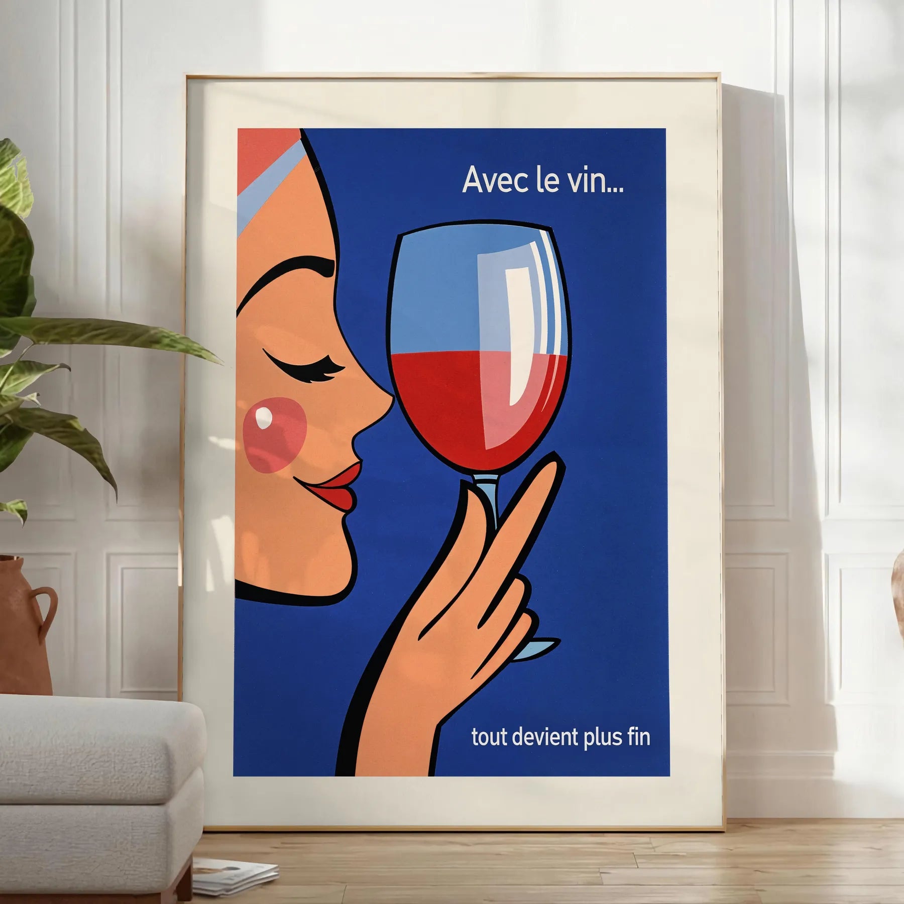 space Avec Vin Tout Devient Plus Fin cocktail poster vibrant orange red hues wine lovers enthusiasts artwork touch elegance décor unframed versions stylish finish