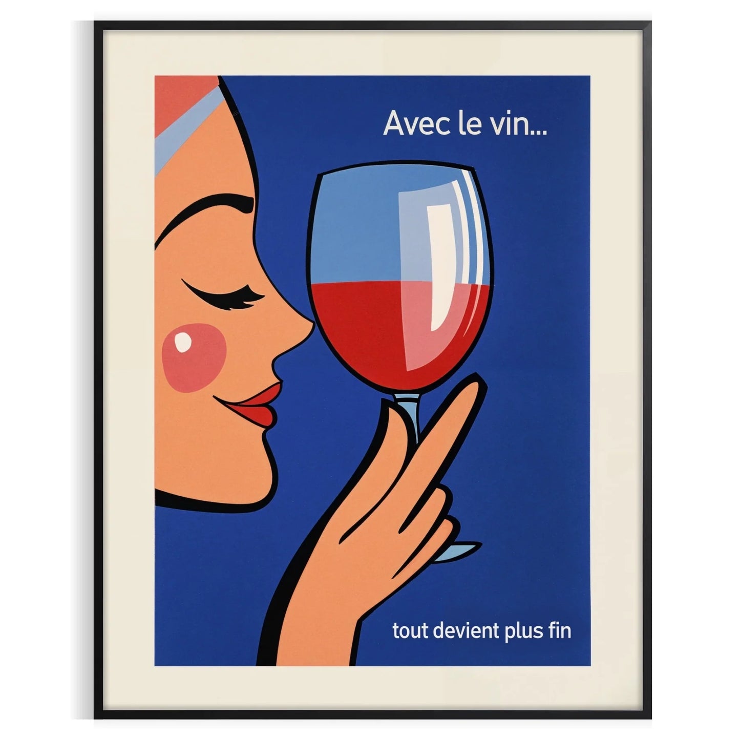 space Avec Vin Tout Devient Plus Fin cocktail poster vibrant orange red hues wine lovers enthusiasts artwork touch elegance décor unframed versions stylish finish