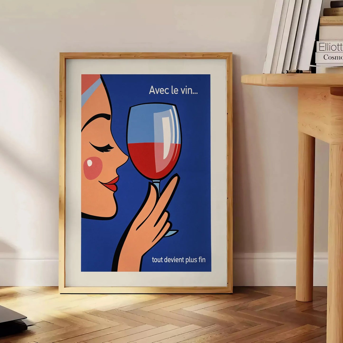 space Avec Vin Tout Devient Plus Fin cocktail poster vibrant orange red hues wine lovers enthusiasts artwork touch elegance décor unframed versions stylish finish