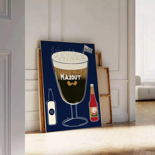 space Mazout Bretagne Cocktail poster elegant blend gray brown hues art lovers enthusiasts unique piece sophisticated touch room unframed options