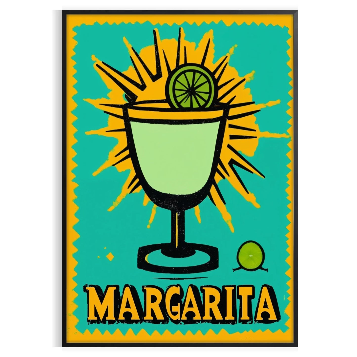 splash zest sophistication space vibrant Margarita Cocktail Poster lively orange green hues eye design perfect lovers home decor enthusiasts A4 cm A0