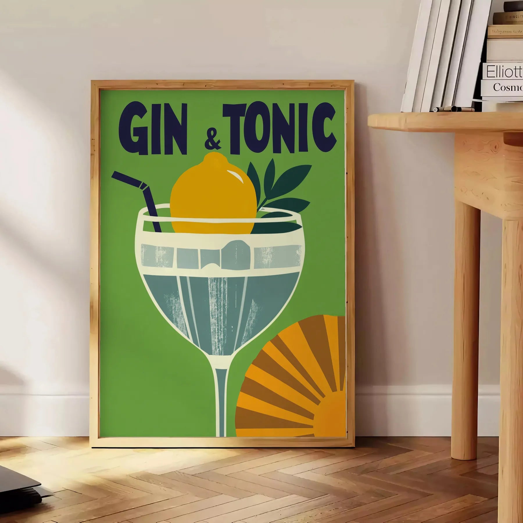 space elegant gin tonic cocktail poster sleek black gray design touch sophistication room enthusiasts art lovers unframed options