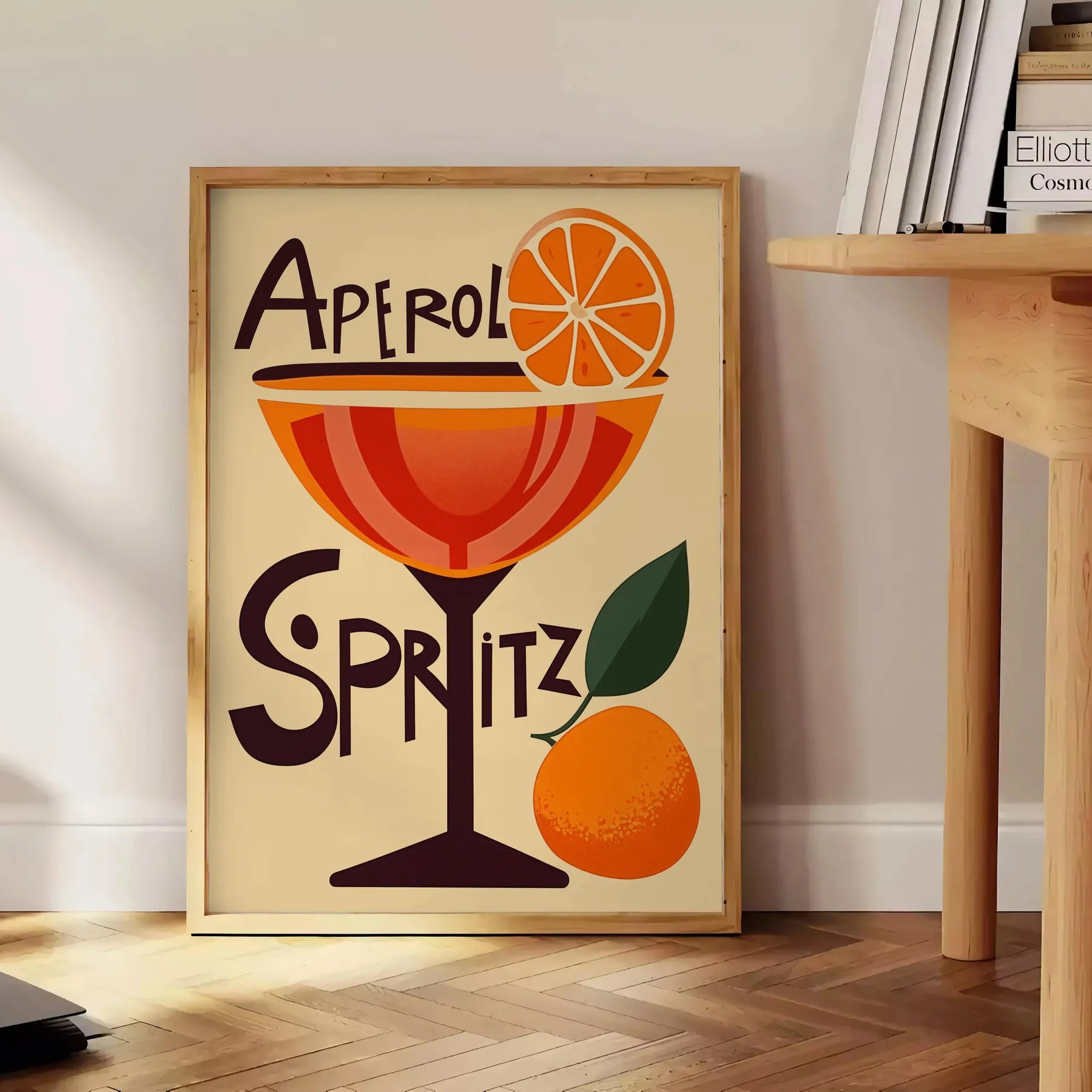 décor vibrant Aperol cocktail poster bold orange red hues essence lively spritz cheerful vibe space lovers art enthusiasts A4 cm A0