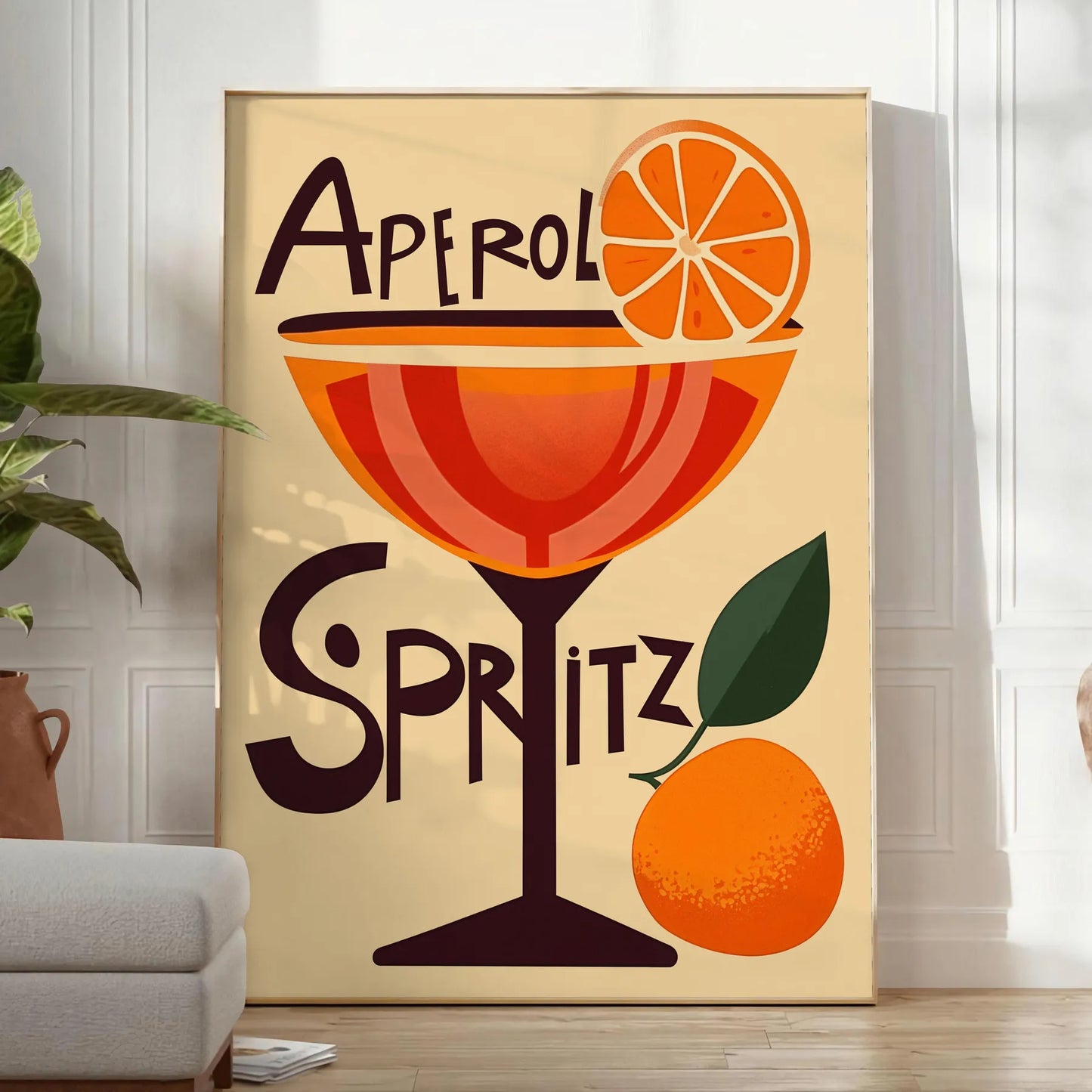décor vibrant Aperol cocktail poster bold orange red hues essence lively spritz cheerful vibe space lovers art enthusiasts A4 cm A0