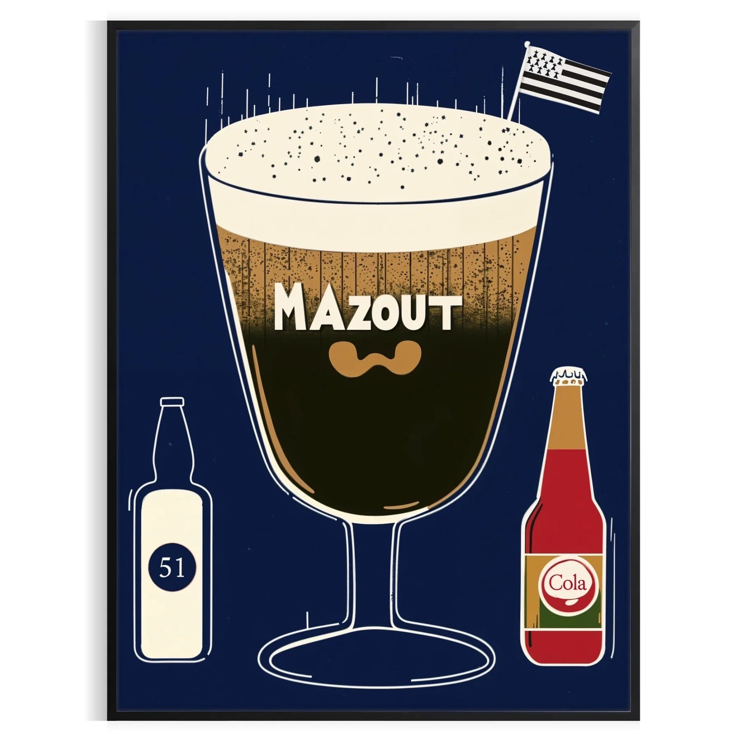 space Mazout Bretagne Cocktail poster elegant blend gray brown hues art lovers enthusiasts unique piece sophisticated touch room unframed options