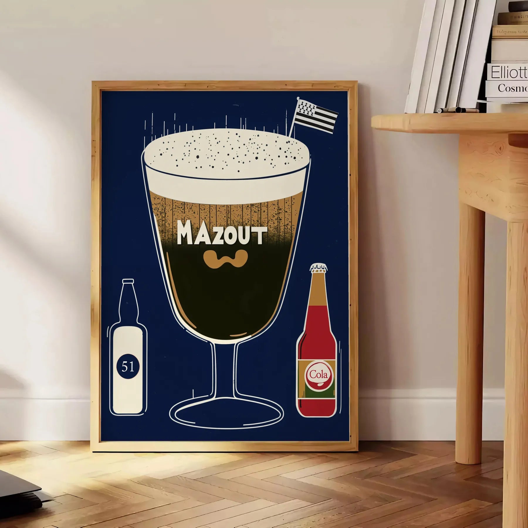 space Mazout Bretagne Cocktail poster elegant blend gray brown hues art lovers enthusiasts unique piece sophisticated touch room unframed options