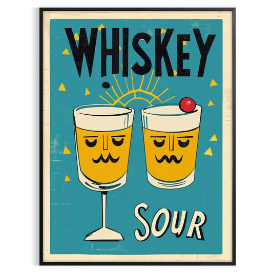 space Whisky Sour Cocktail Poster vibrant brown green hues home bars kitchens artwork essence classic A4 cm A0 sizes